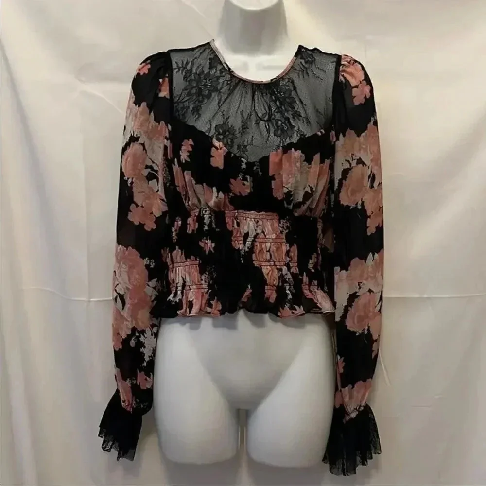 *Final Price* Free People Midnight Combo Daphne Blouse XS Boho NWT